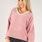 Cord Embellished V Neck Sweatshirt