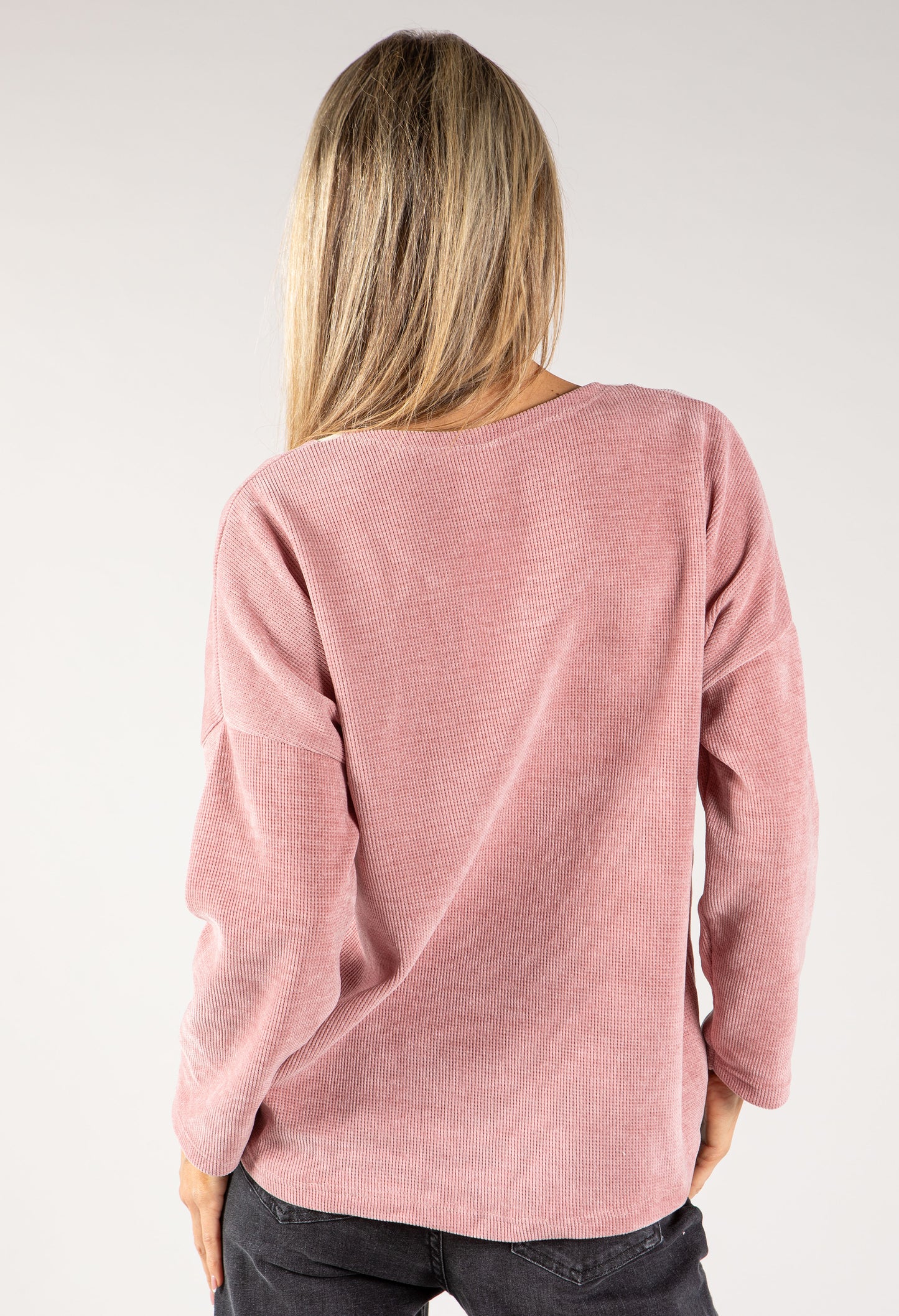 Cord Embellished V Neck Sweatshirt