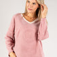 Cord Embellished V Neck Sweatshirt