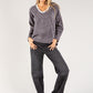 Cord Embellished V Neck Sweatshirt