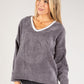 Cord Embellished V Neck Sweatshirt