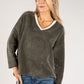 Cord Embellished V Neck Sweatshirt