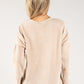 Cord Embellished V Neck Sweatshirt