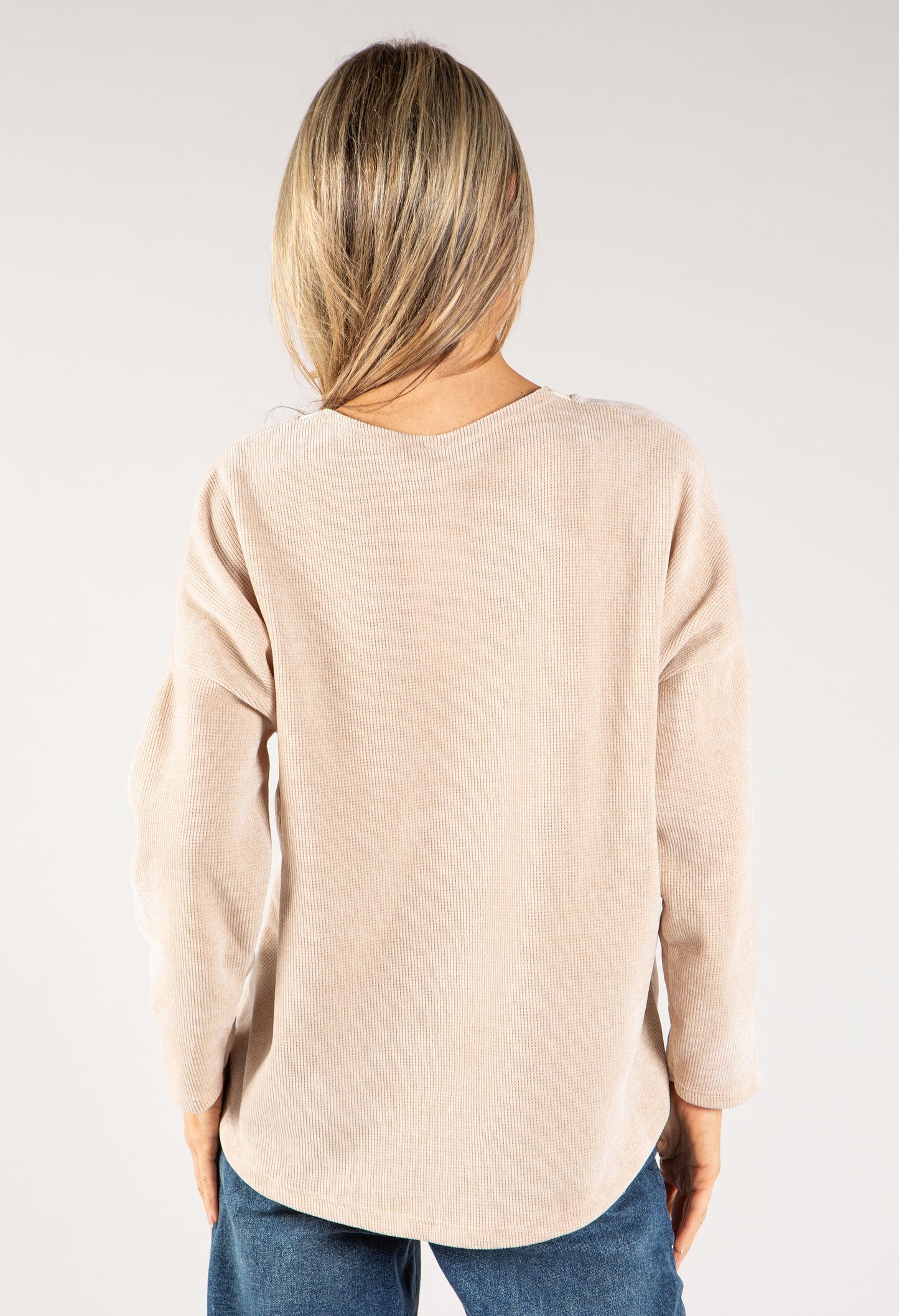 Cord Embellished V Neck Sweatshirt