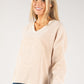 Cord Embellished V Neck Sweatshirt