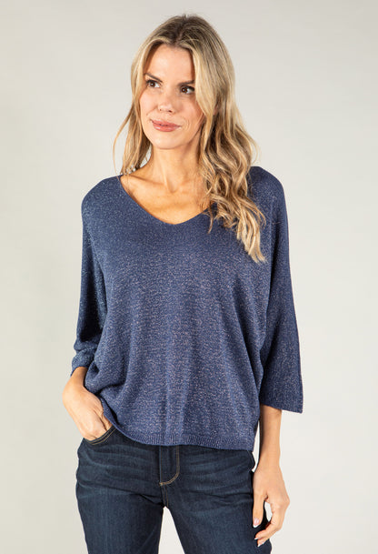 Lurex V Neck Knit Pullover