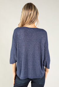 Lurex V Neck Knit Pullover