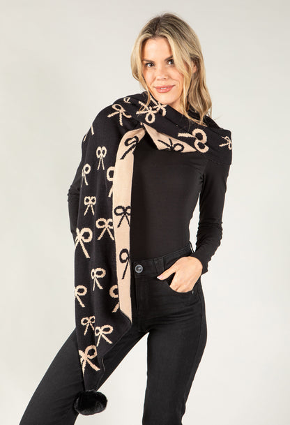 Bow Print Two Tone Scarf