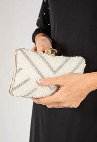 Pearl and Diamante Studded Clutch Bag