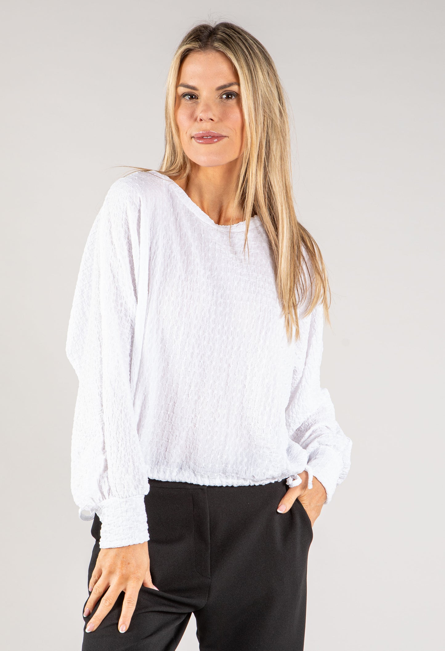 Textured Tie Waist Top