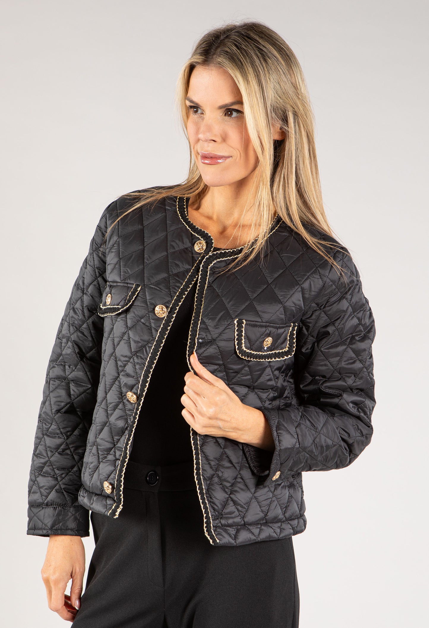 Gold Button Quilted Jacket