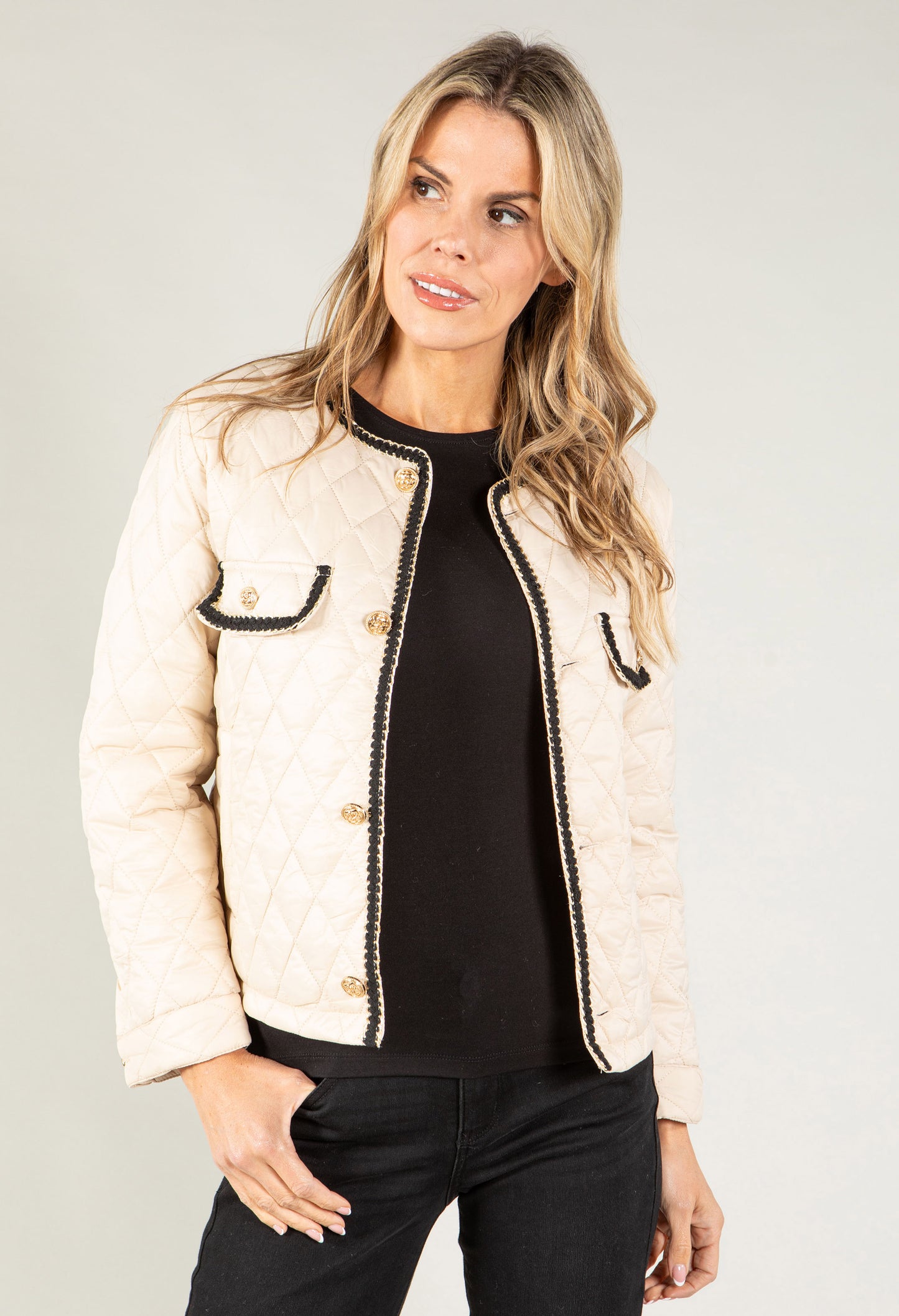 Gold Button Quilted Jacket