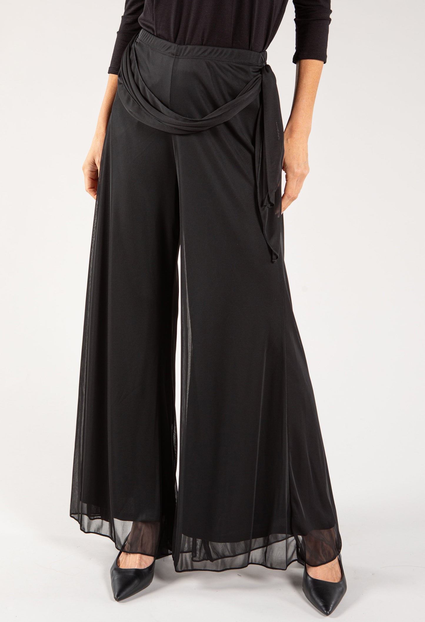 Wide Leg Waist Detail Trousers