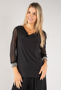 Cowl Neck Pearl Sleeve Top