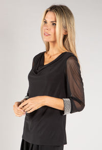 Cowl Neck Pearl Sleeve Top