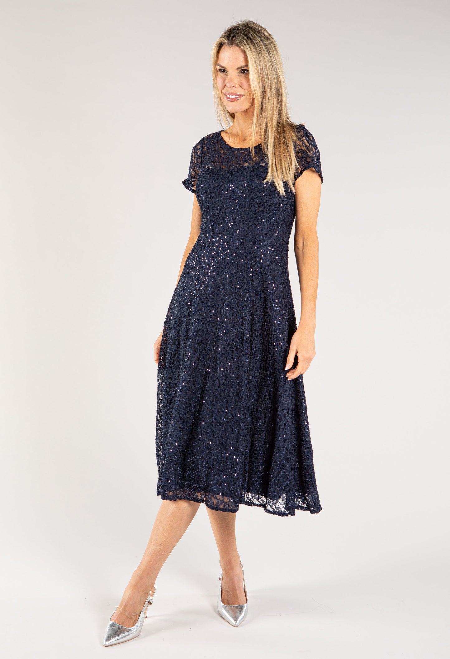 Lace Sequin Midi Dress