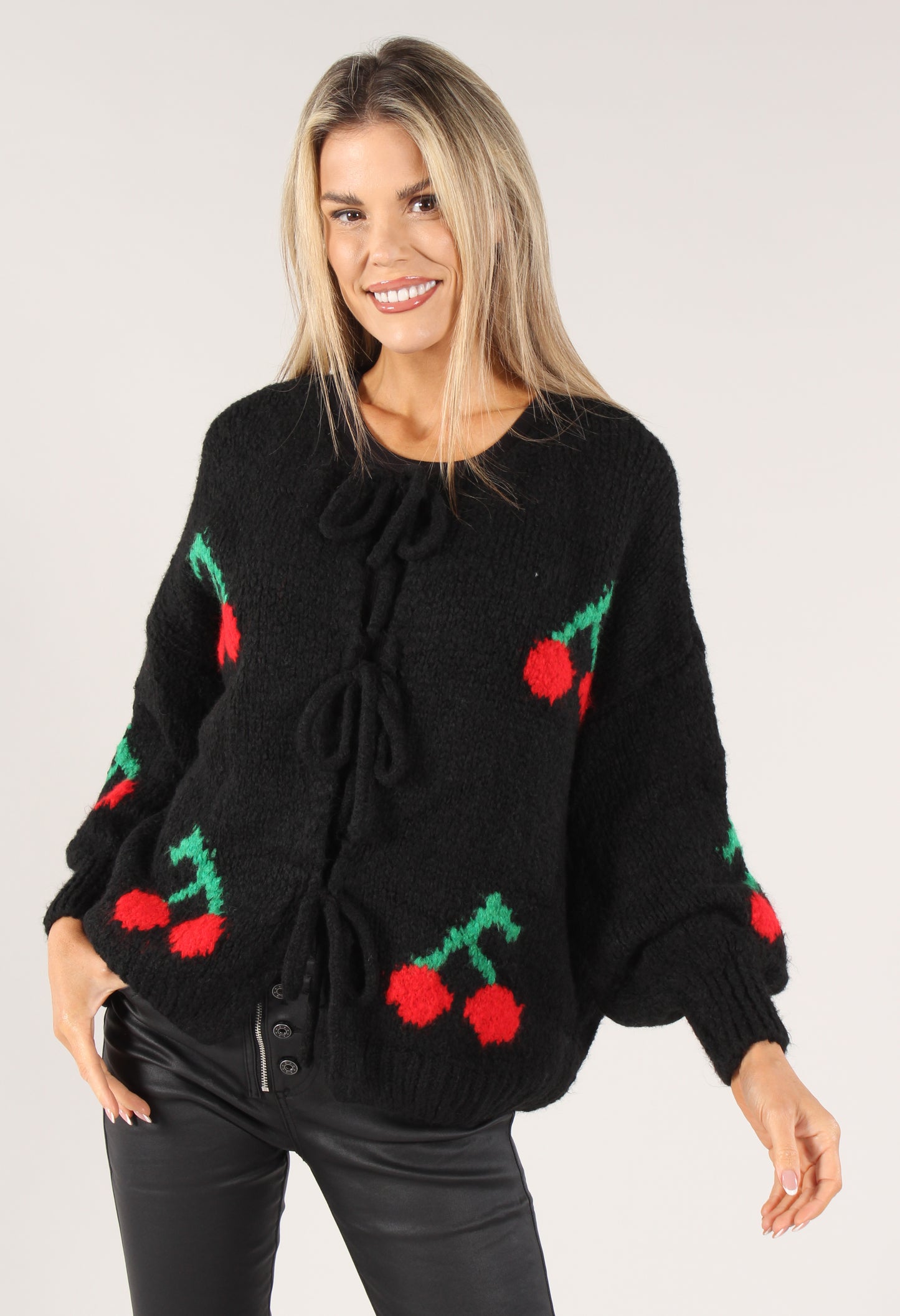 Cherry Tie Knit Jumper