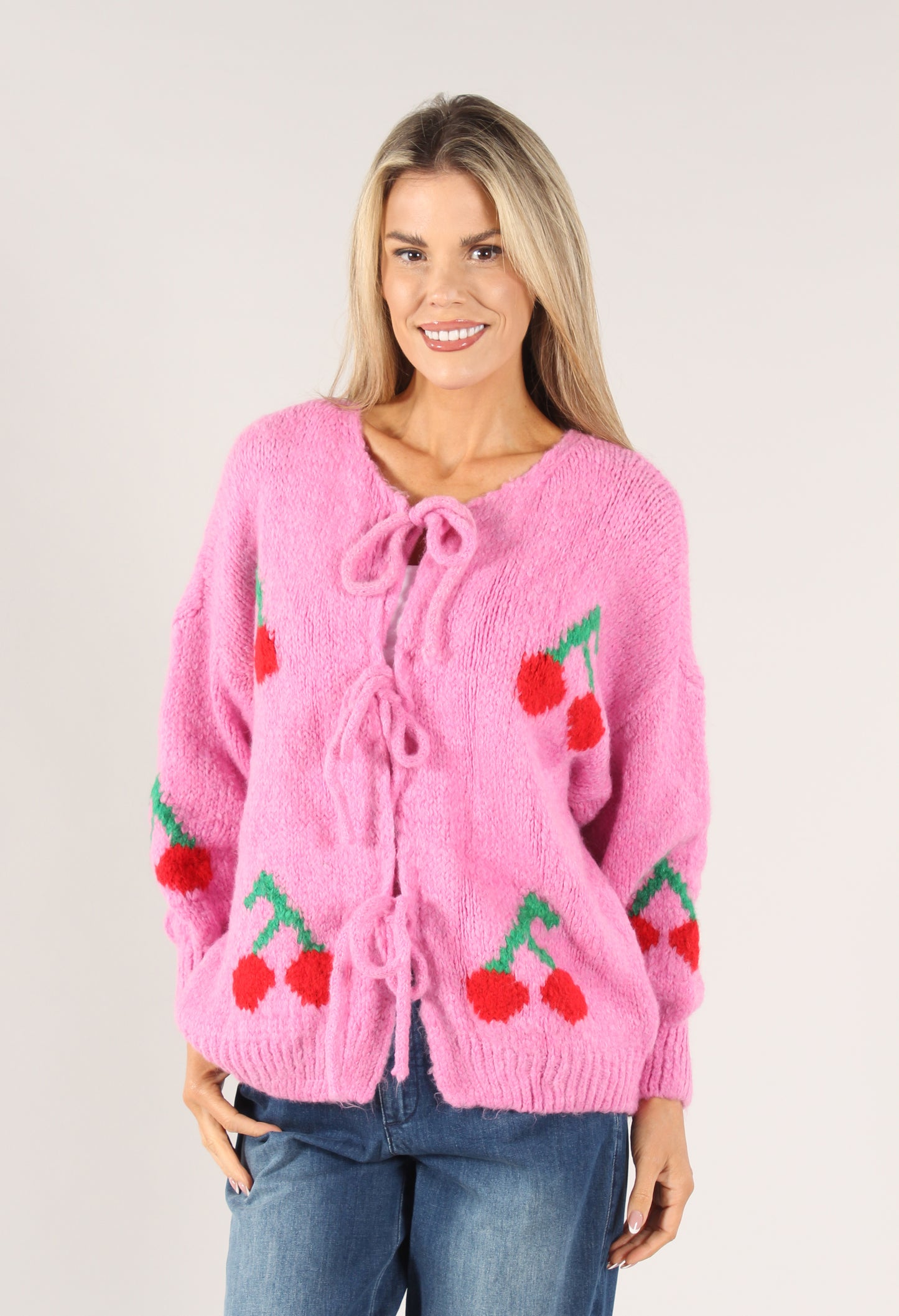 Cherry Tie Knit Jumper