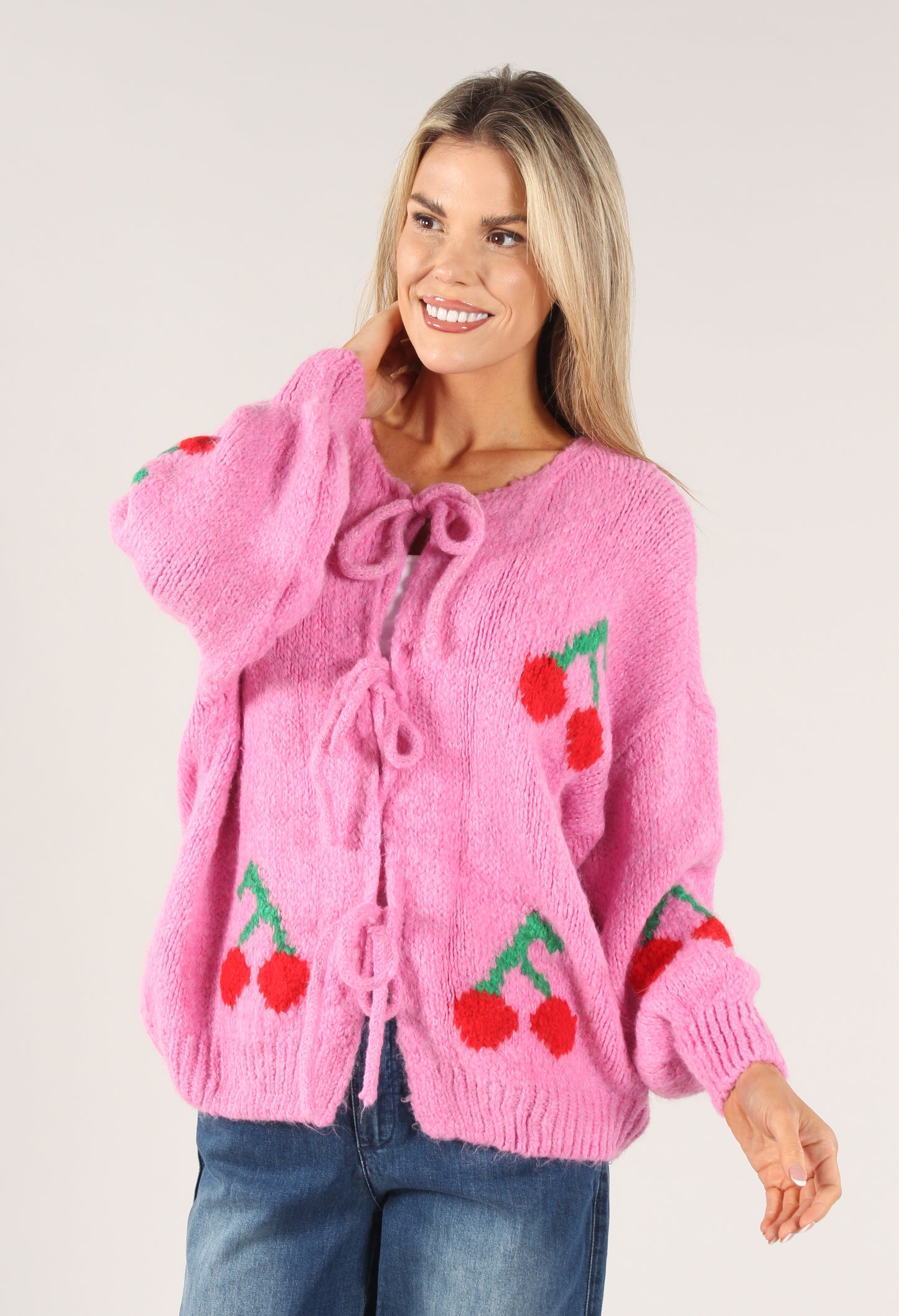 Cherry Tie Knit Jumper