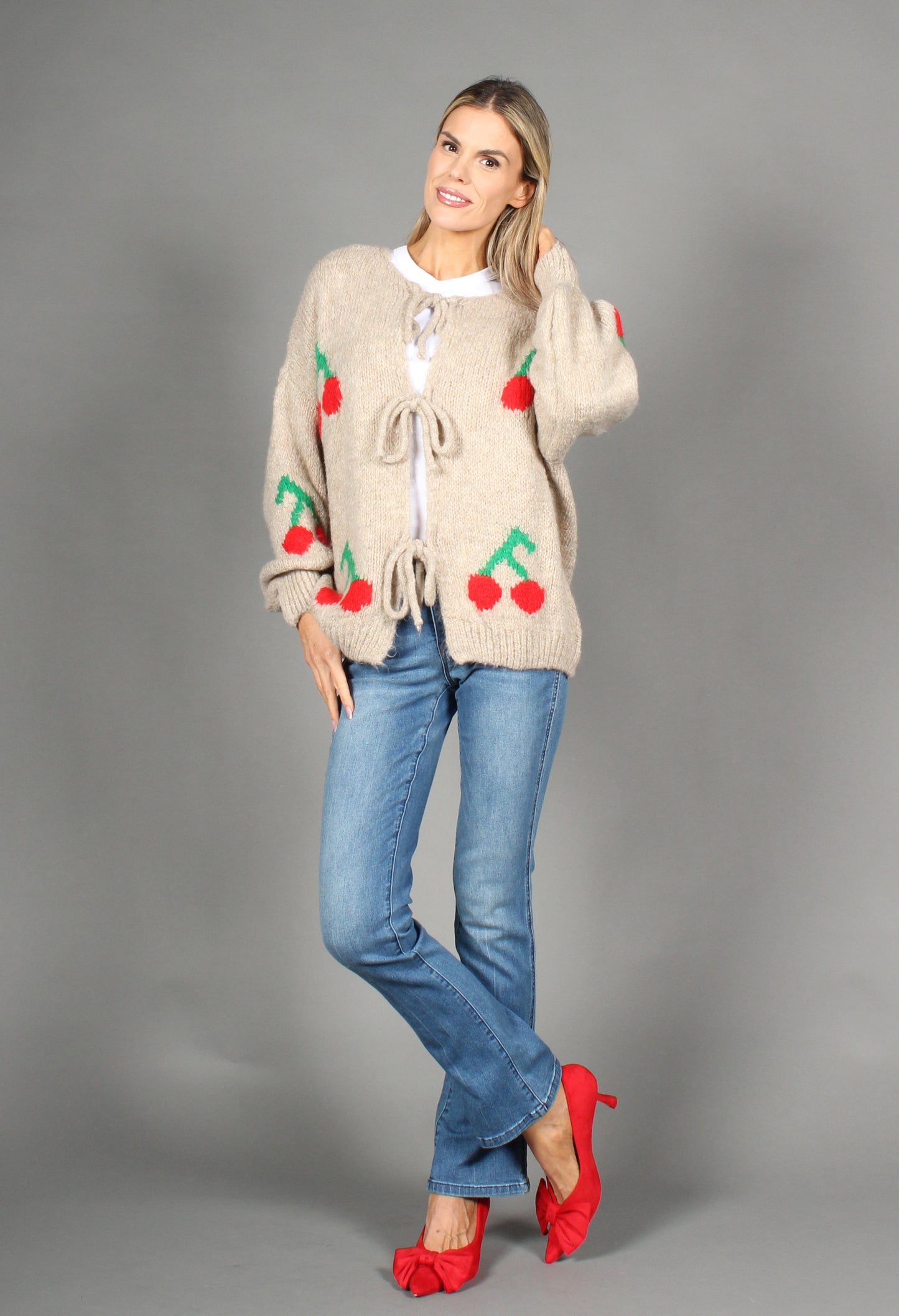 Cherry Tie Knit Jumper