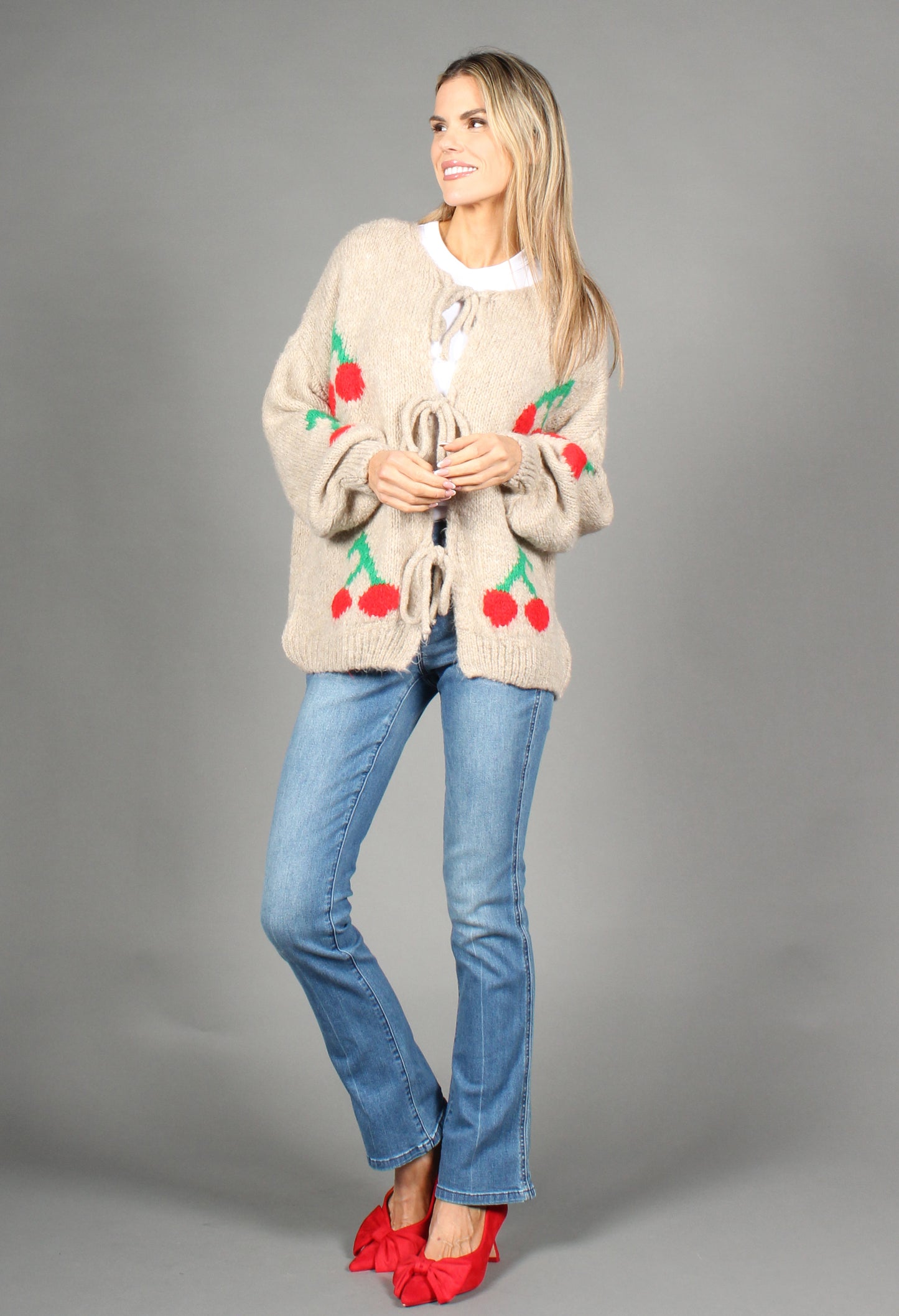 Cherry Tie Knit Jumper