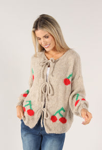 Cherry Tie Knit Jumper