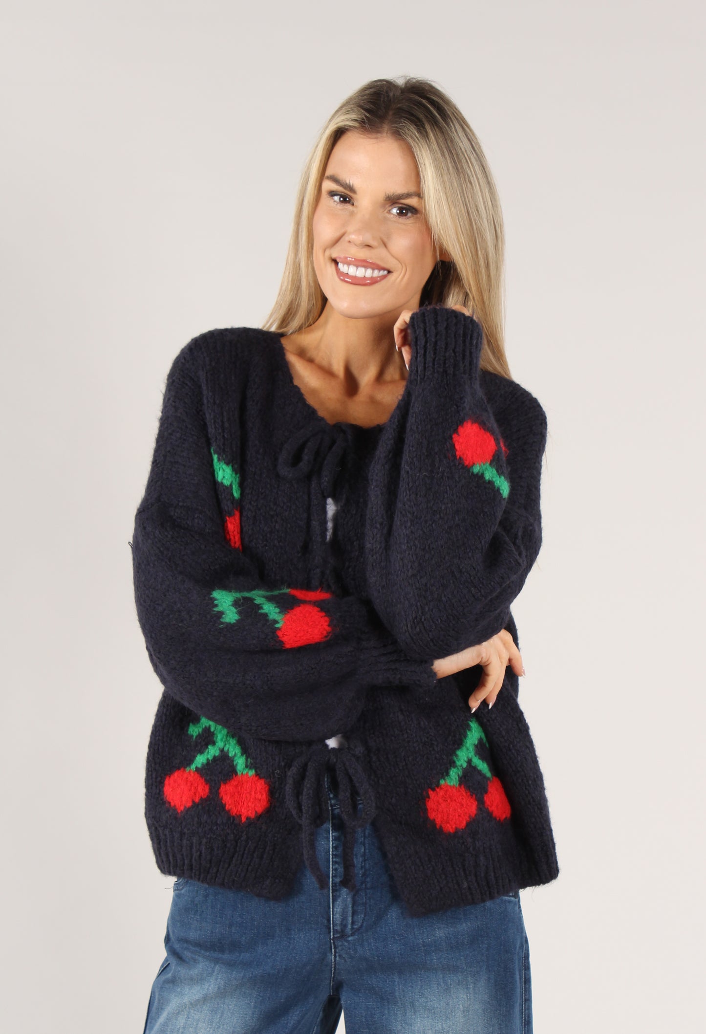 Cherry Tie Knit Jumper