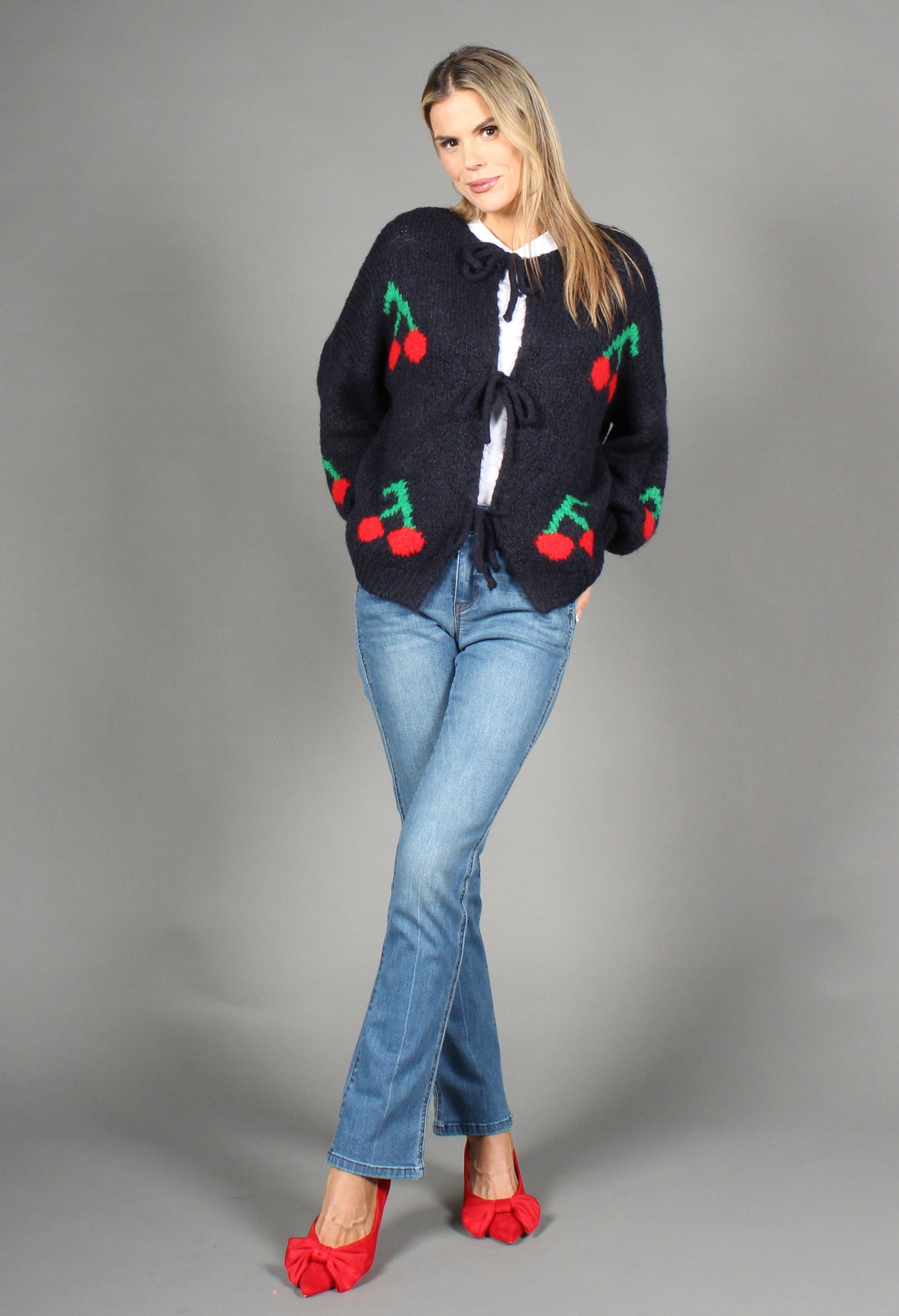 Cherry Tie Knit Jumper