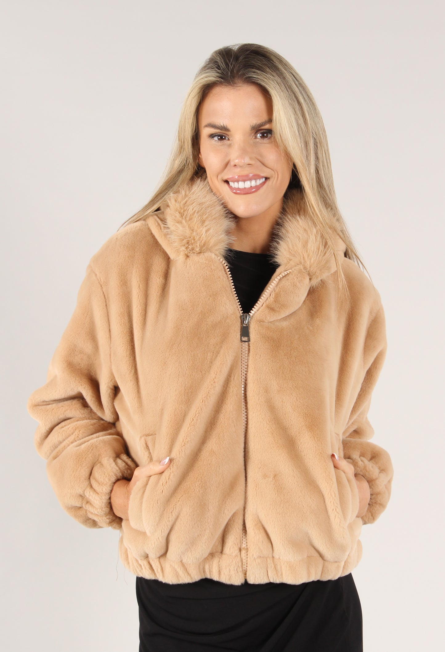 Hooded Faux Fur Coat