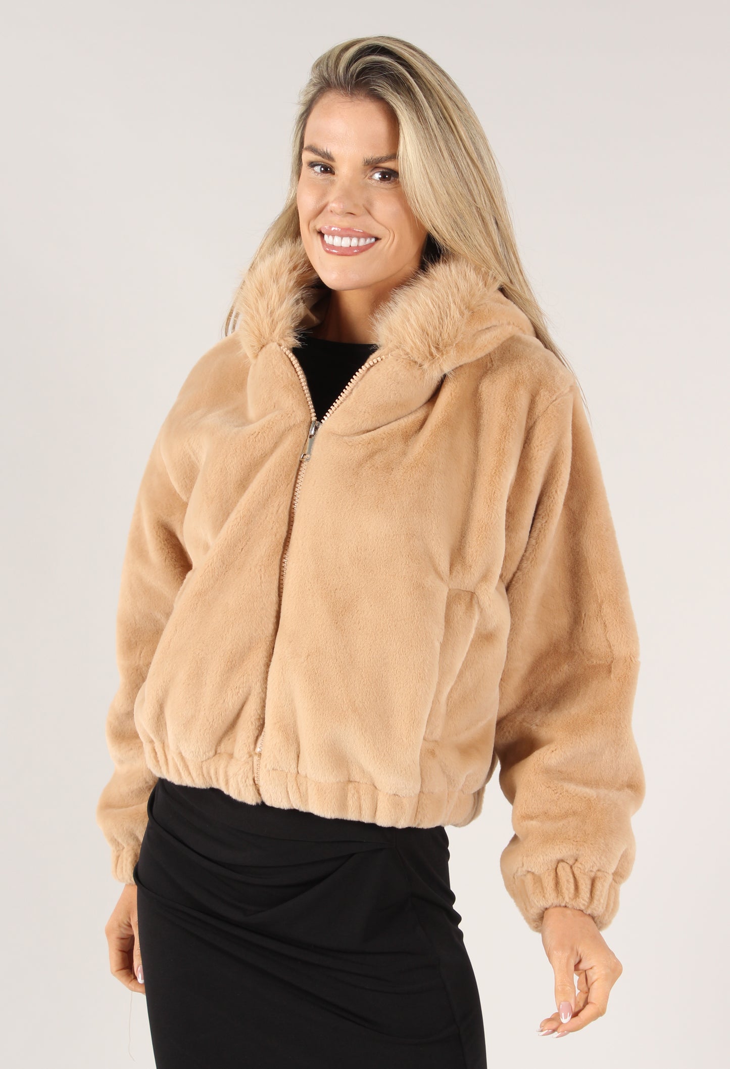 Hooded Faux Fur Coat