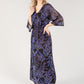 Leaf Print V Neckline Maxi Dress