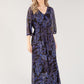 Leaf Print V Neckline Maxi Dress