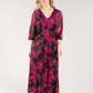 Leaf Print V Neckline Maxi Dress