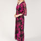 Leaf Print V Neckline Maxi Dress