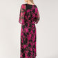 Leaf Print V Neckline Maxi Dress