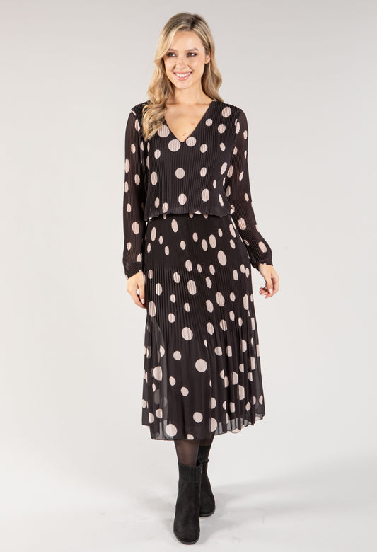 Polka Dot Plisse Pop Over Dress