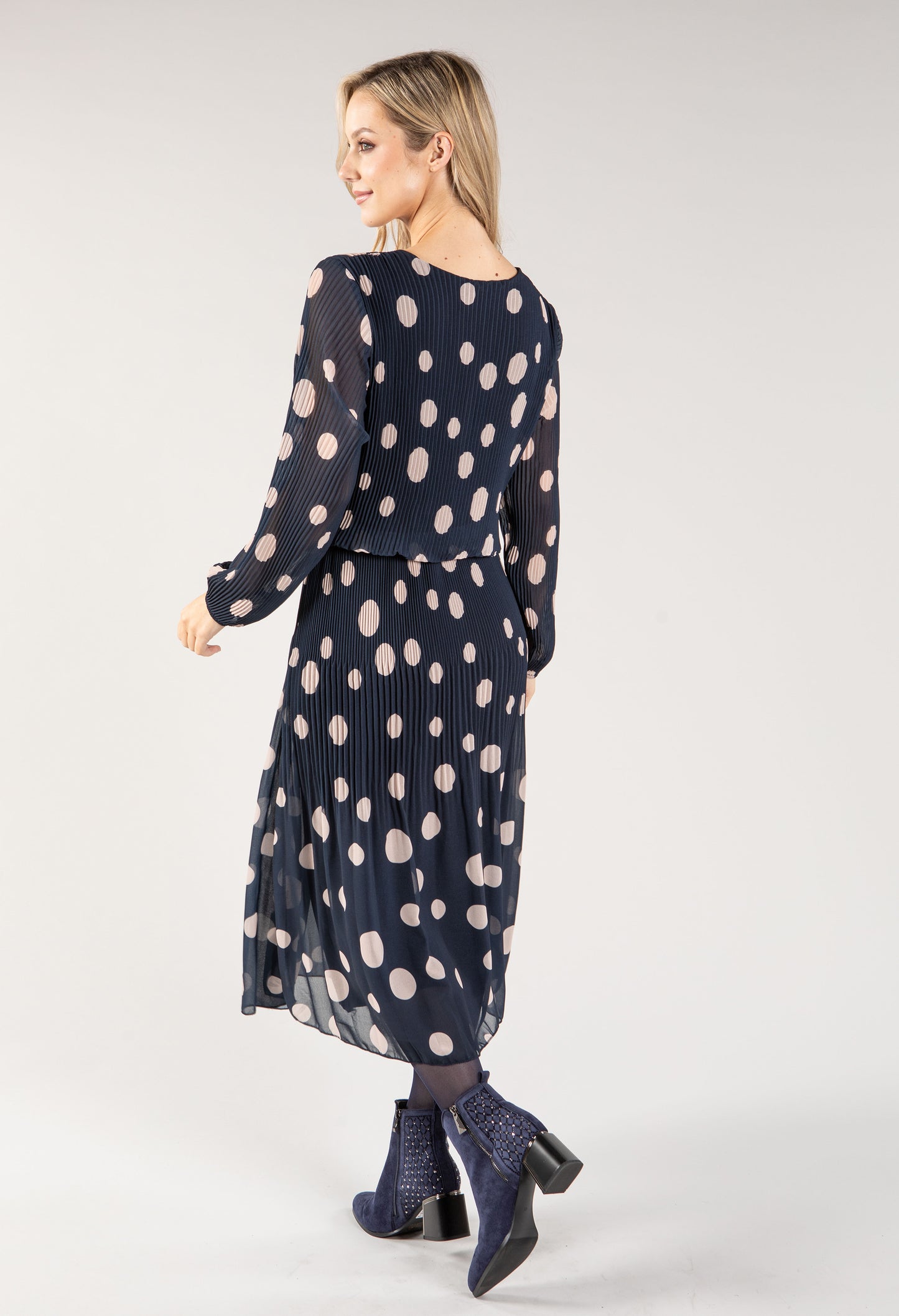 Polka Dot Plisse Pop Over Dress