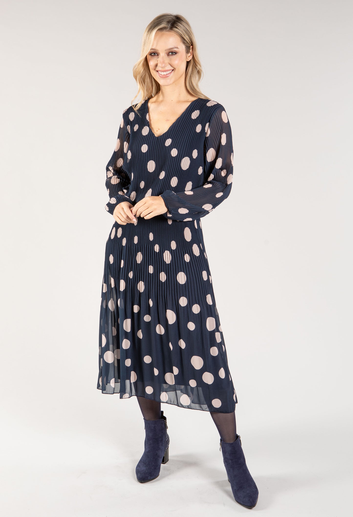 Polka Dot Plisse Pop Over Dress