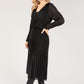 Plisse Pleated Long Sleeve Pop Over Dress