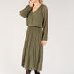 Plisse Pleated Long Sleeve Pop Over Dress