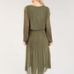 Plisse Pleated Long Sleeve Pop Over Dress