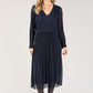 Plisse Pleated Long Sleeve Pop Over Dress