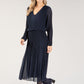 Plisse Pleated Long Sleeve Pop Over Dress