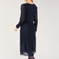 Plisse Pleated Long Sleeve Pop Over Dress