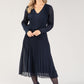 Plisse Pleated Long Sleeve Pop Over Dress