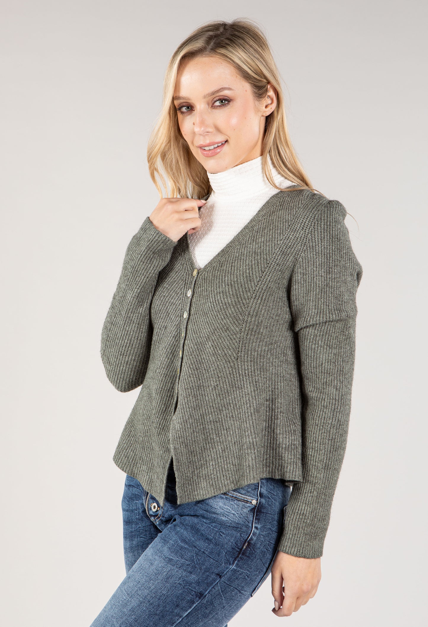 Button Down Ribbed Cardi