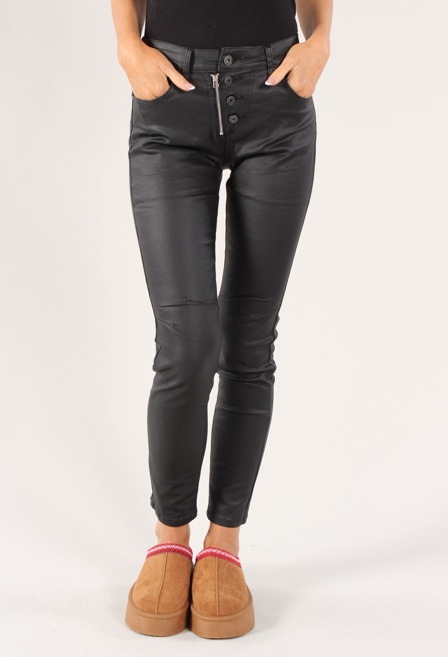 Leather Look Jeans