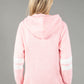 Stripe Sleeve Knit Half Zip Hoodie