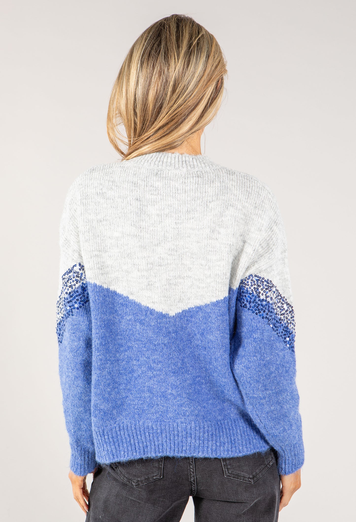 Two Tone Sequin Knit Jumper