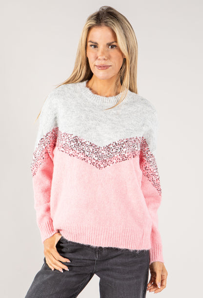 Two Tone Sequin Knit Jumper